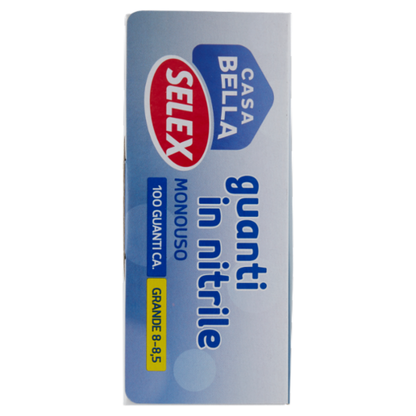 Selex Casa Bella Guanti Monouso in Nitrile Misura Grande (8-8,5) Dispenser 100 pezzi