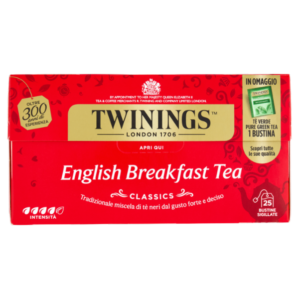 Twinings English Breakfast Tea Tè Nero 25 filtri +1 omaggio The 52 g