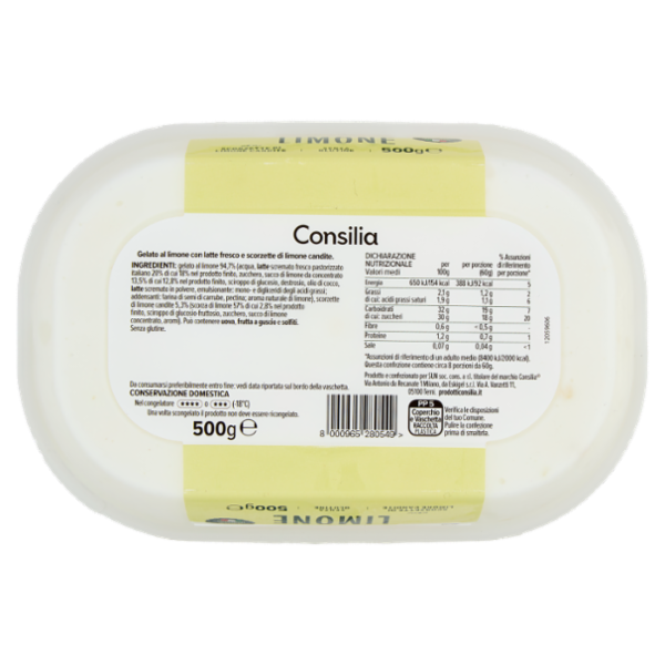 Consilia Gelato Limone con Scorze di Limone 500 g