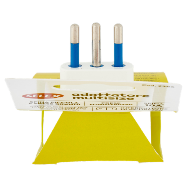 Selex Adattatore Multisize Spina 10A + 3 Prese 10-16A con Interruttore di Sicurezza Bianco