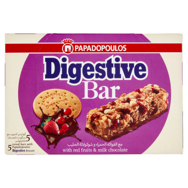 Papadopoulos Digestive Bar with red fruits & milk chocolate 5 x 28 g