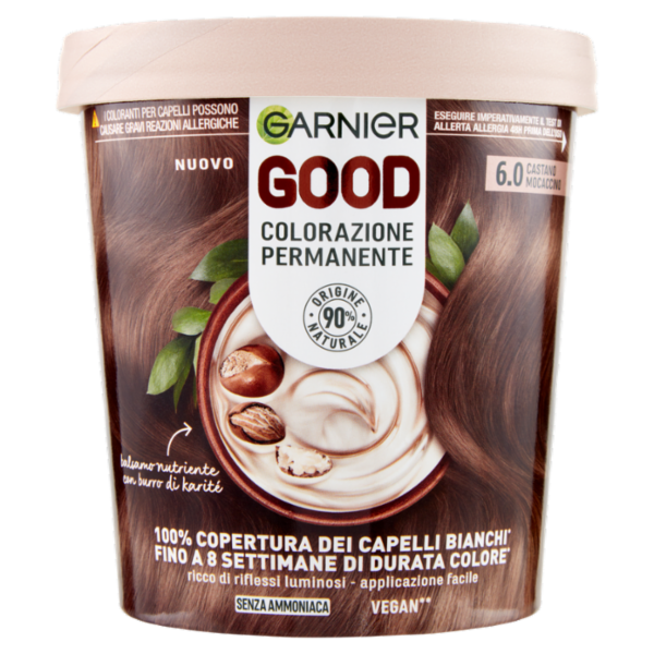 Garnier GOOD 6.0 Castano Mocaccino, colorazione permanente senza ammoniaca, 90% di origine naturale