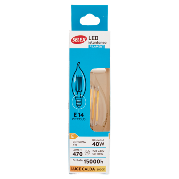 Selex Lampadina Led Colpo Di Vento E14 4W Luce Calda