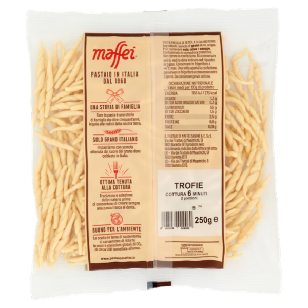 maffei Pasta Fresca di Semola di Grano Duro Trofie 250 g
