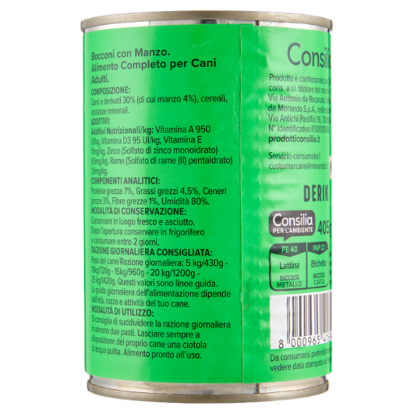 Consilia Derik Bocconi per Cane con Manzo 405 g