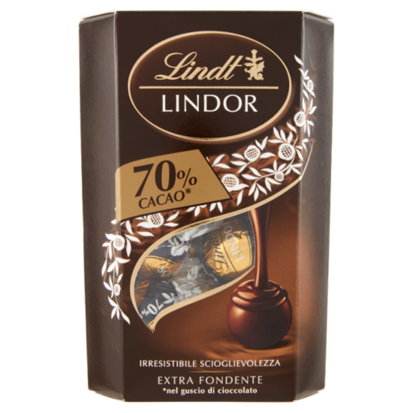 Lindt Cioccolatini Lindor Cioccolatini fondenti Scatola 70% 200 g