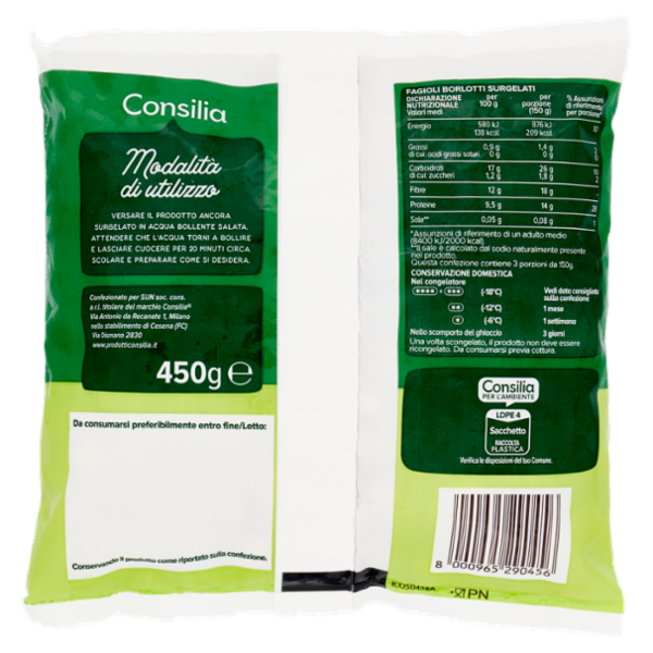 Consilia Fagioli Borlotti Surgelati 450 g