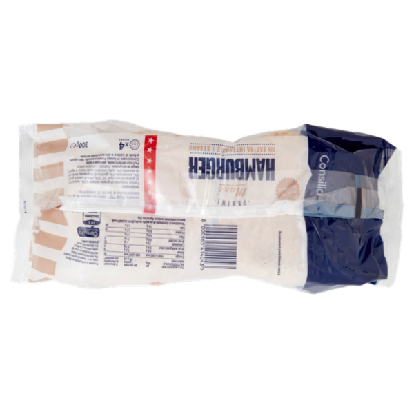 Consilia Pane per Maxi Hamburger Integrali con Sesamo 4 pezzi 300 g