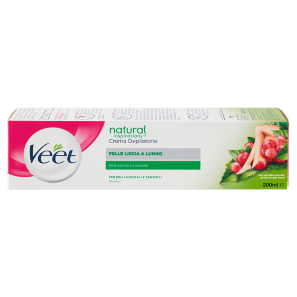 Veet Natural inspirations Crema Depilatoria per Pelli Normali e Sensibili Gambe 200 ml