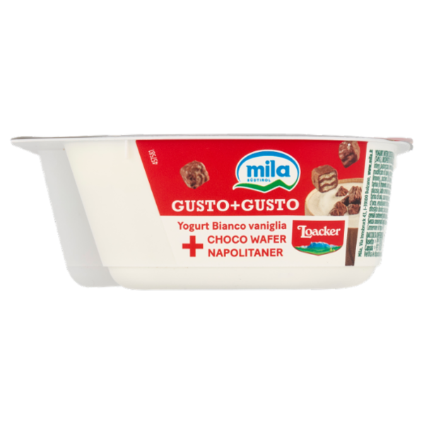 mila Gusto+Gusto Yogurt Bianco vaniglia + Choco Wafer Napolitaner 150 g