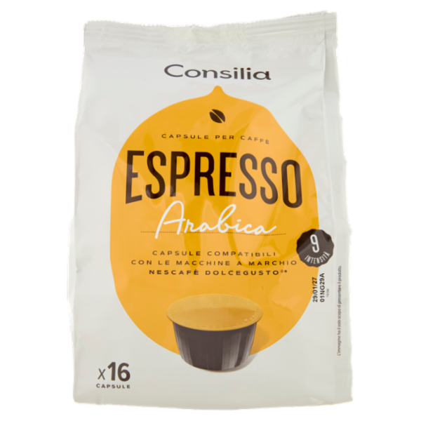 Consilia Caffè in Capsule Espresso Arabica Compatibili Dolce Gusto 16 pezzi