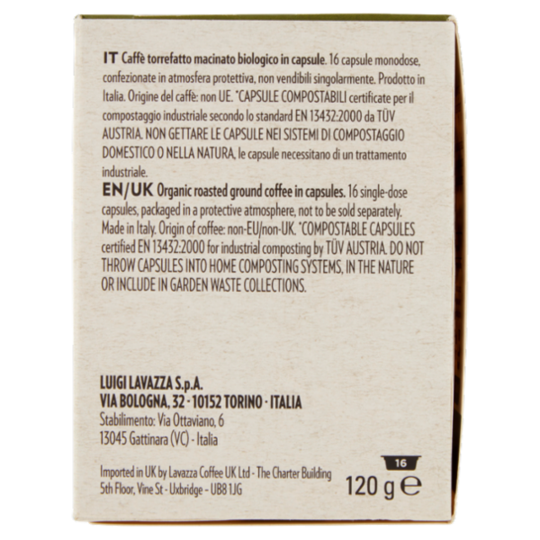 Lavazza A Modo Mio ¡Tierra! Bio-Organic For Planet 16 Capsule 120 g