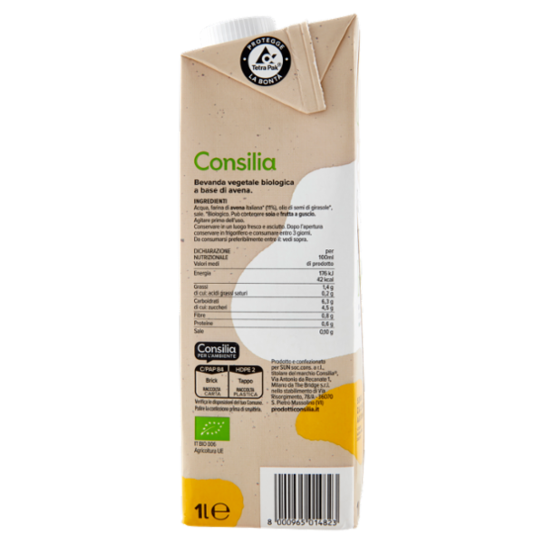 Consilia Bevanda a Base di Avena Biologica 1 L