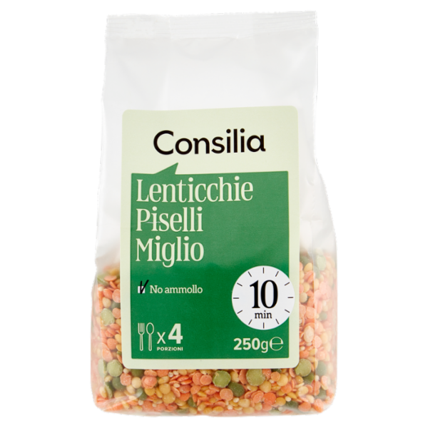 Consilia Cereali e Legumi Secchi Misto Lenticchie, Piselli e Miglio 250 g