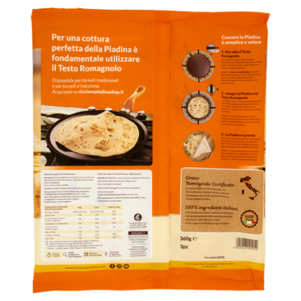 Riccionepiadina Piadina Romagnola IGP alla Riminese 3pz 360 g