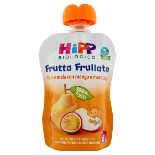HiPP Biologico Frutta Frullata Pera e mela con mango e maracuja 90 g