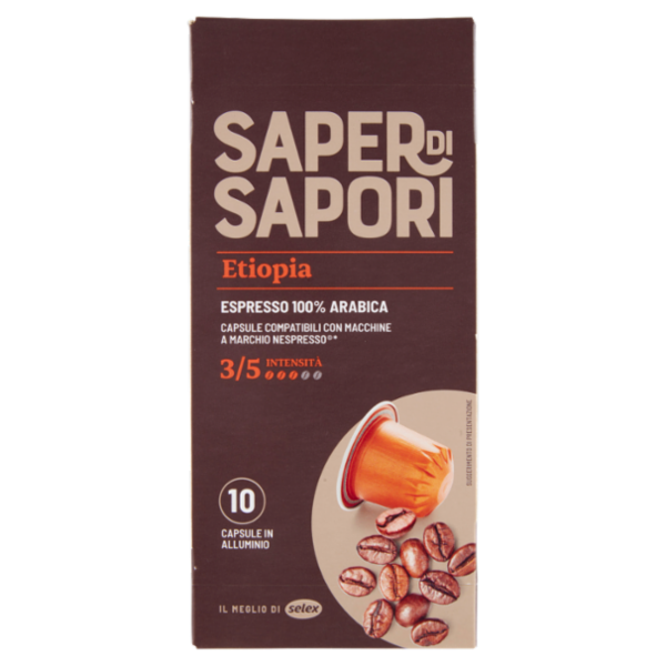 Selex Saper di Sapori Caffè in Capsule Espresso 100% Arabica Etiopia Compatibili Nespresso 10 pezzi