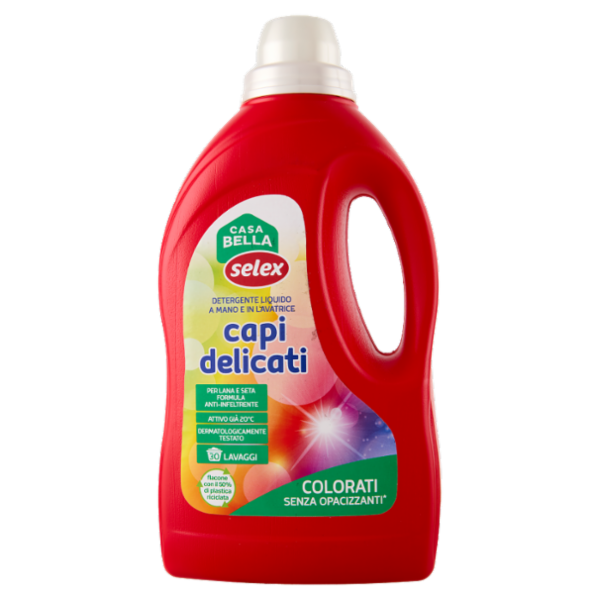 Selex Casa Bella Detersivo a Mano e in Lavatrice Liquido Capi Delicati Colorati 30 Lavaggi 1,5 L