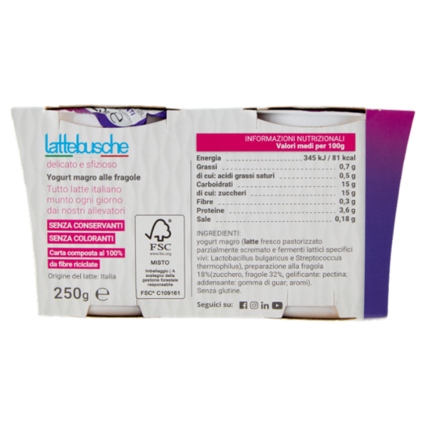 lattebusche yogurt magro Fragole 2 x 125 g