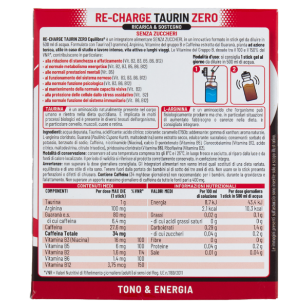 equilibra Re-Charge Taurin Zero Stick Gel 6 x 30 ml