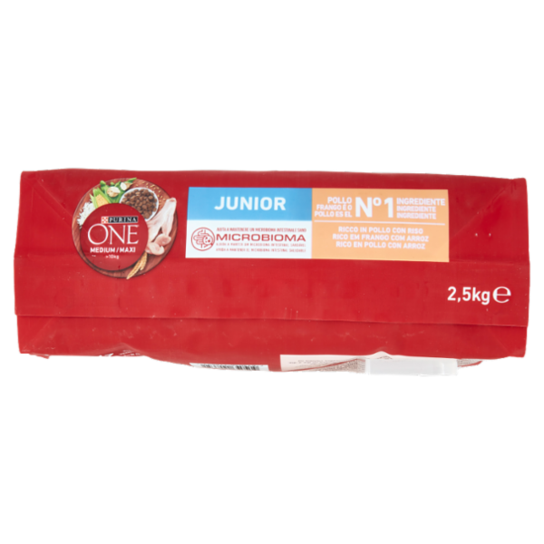 PURINA ONE Medium/Maxi Junior Ricco in Pollo con Riso 2,5 kg