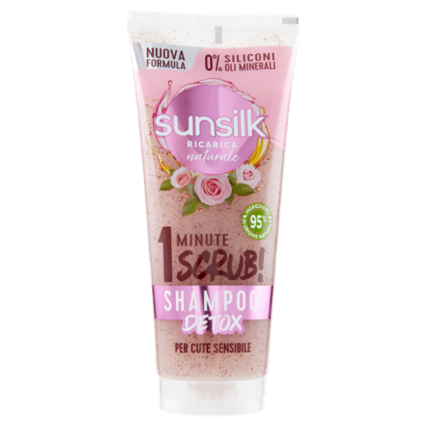 sunsilk Ricarica Naturale 1 Minute Scrub! Shampoo Detox per Cute Sensibile 200 ml