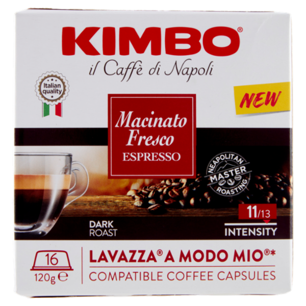 Kimbo Macinato Fresco Espresso Capsule Compatibili con le Macchine Lavazza A Modo Mio* 16 x 7,5 g