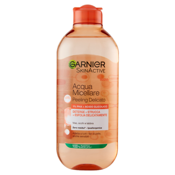Garnier SkinActive Acqua Micellare Peeling Delicato 1% PHA + Acido Glicolico, 400 ml