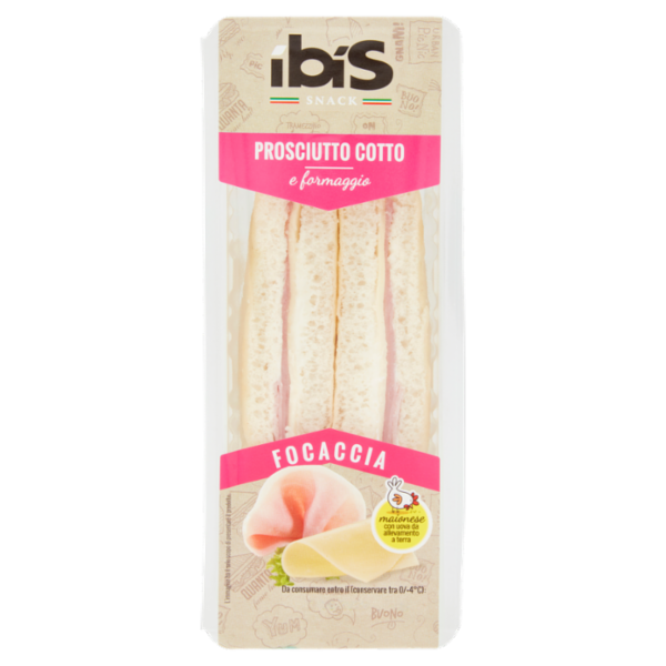 ibis Snack Focaccia Prosciutto Cotto e formaggio 150 g