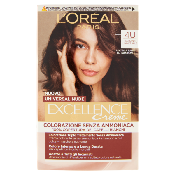 L'Oreal Paris Colorazione permanente senza ammoniaca, Riflesso Universale, Castano 4U