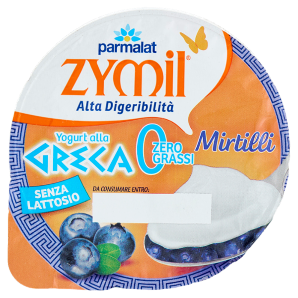 ZYMIL Alta Digeribilità Senza Lattosio Yogurt alla Greca Zero Grassi Mirtilli 150g
