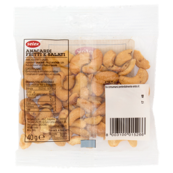 Selex Frutta Secca Anacardi Tostati 40 g
