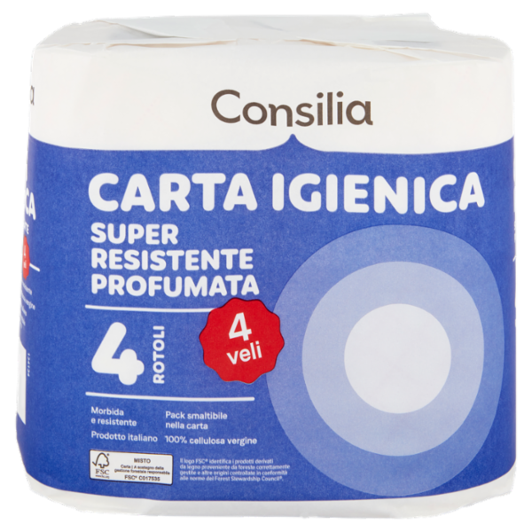 Consilia Saper Scegliere Carta Igienica 4 Veli Super Resistente Profumata 4 Rotoli