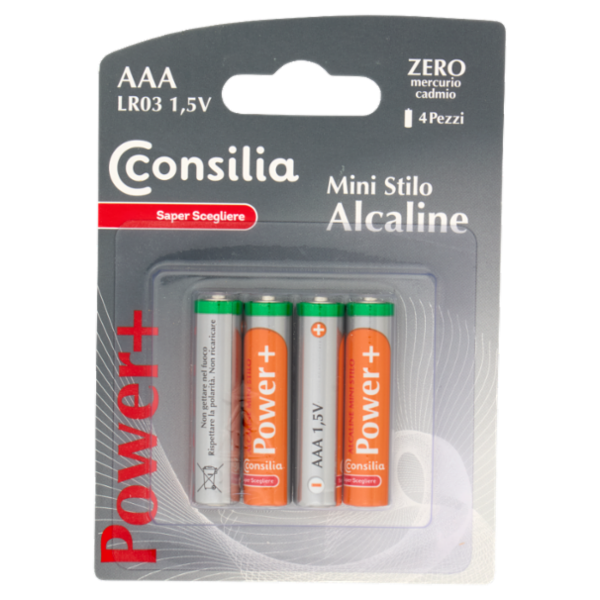 Consilia Pile Alcaline Mini Stilo AAA 1,5 V 4 pezzi