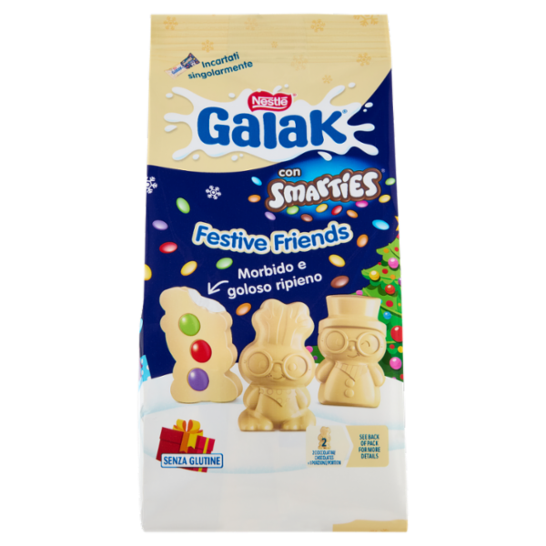 GALAK Festive Friends Personaggi di Cioccolato al Latte con Smarties Sacchetto 147g