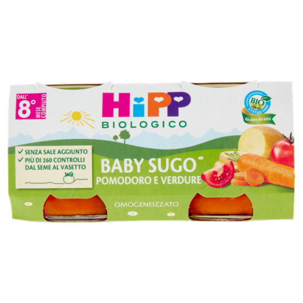 HiPP Biologico Baby Sugo Pomodoro e Verdure Omogeneizzato 2 x 80 g