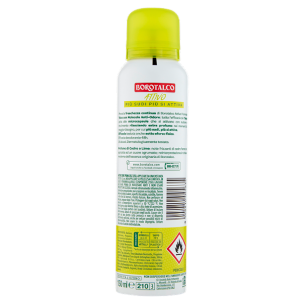 Borotalco Attivo Profumo di Cedro e Lime Deo Spray 150 ml