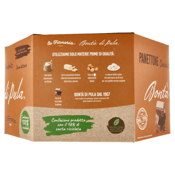 la Forneria Bontà di Pula Panettone Cioccolato Fondente Senza lattosio 750 g