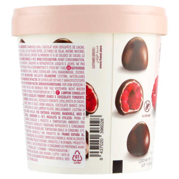 franuí Dark Raspberries in White & Dark Chocolate 150 g