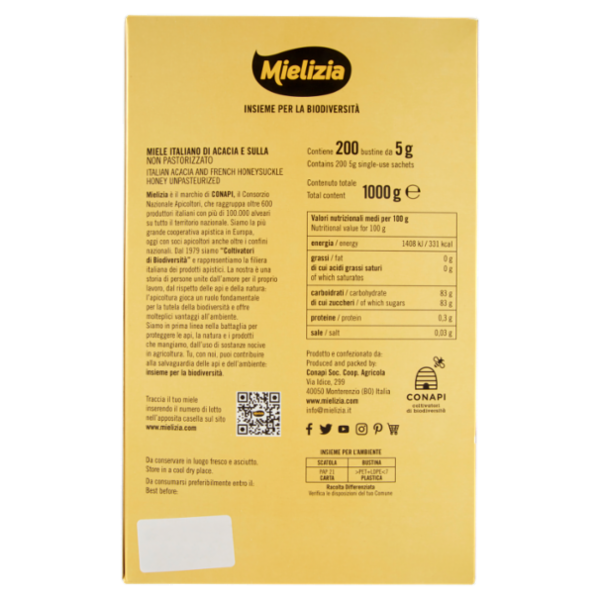 Mielizia Miele Italiano di Acacia e Sulla 200 x 5 g