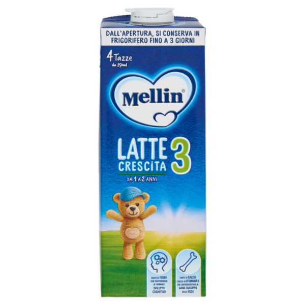 MELLIN 3 - Latte di Crescita Liquido, dal 12° mese compiuto al 24°, Fonte di Ferro, 1L