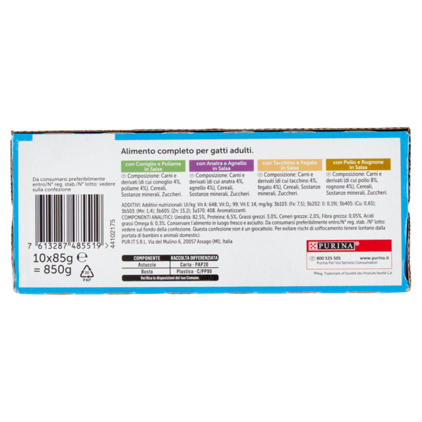 FELIX Original Selezioni Deliziose in Salsa (Coniglio, Pollo, Anatra, Tacchino) 10 x 85 g