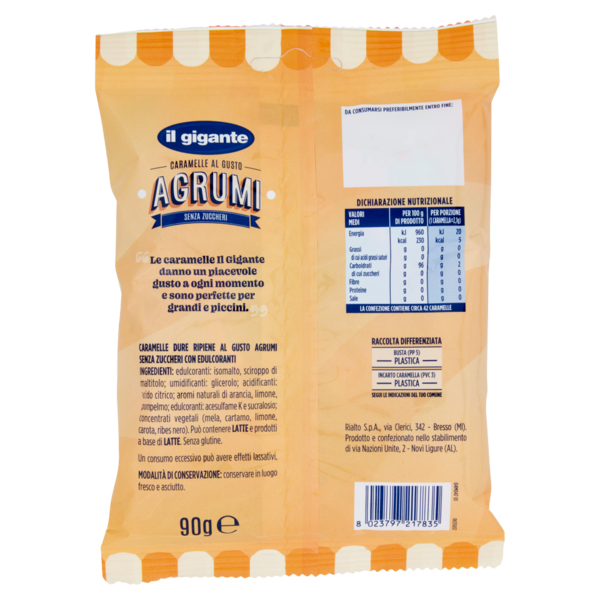 IL GIGANTE Caramelle al Gusto Agrumi Senza Zuccheri 90 g