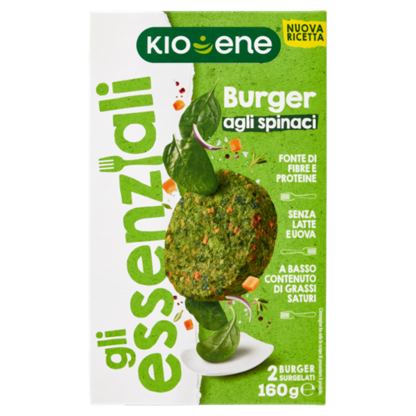 Kioene gli essenziali Burger agli spinaci 2 Burger Surgelati 160 g