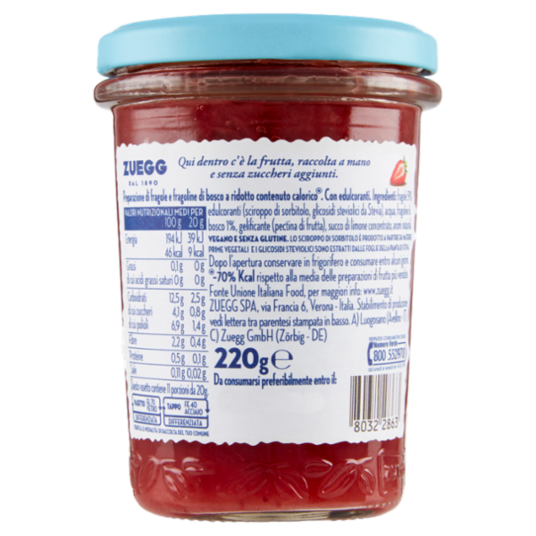 Zuegg Zero Zuccheri Aggiunti* Fragole e Fragoline di Bosco 220 g