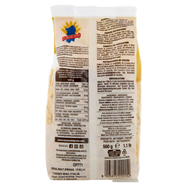 La Casa del Grano Le Specialità i Malloreddus Zafferano Fini 500 g