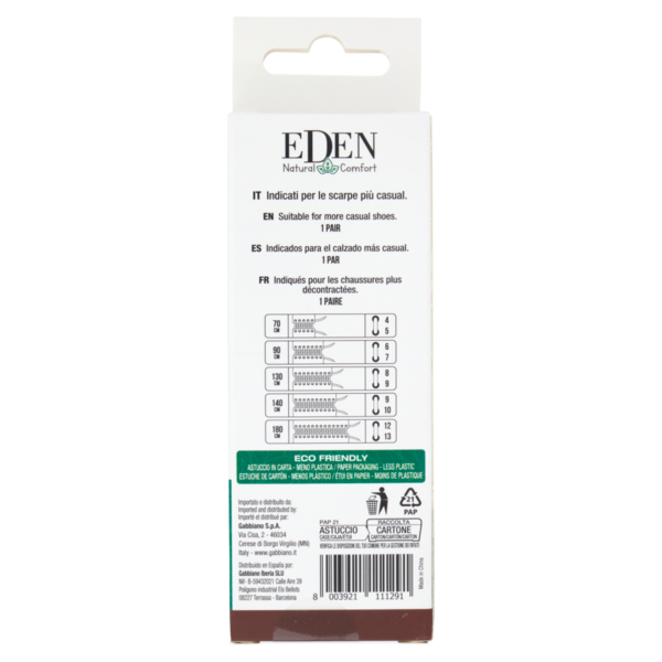 Eden Natural Comfort Lacci Piatti 130 cm 8/9 Fori 1 Paio