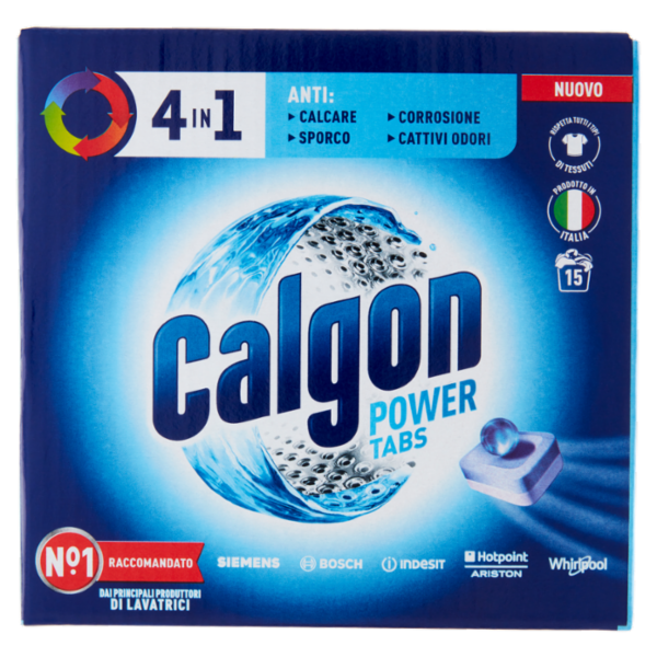 Calgon Power Tabs 4in1 Anticalcare lavatrice 15 Tabs 195 gr