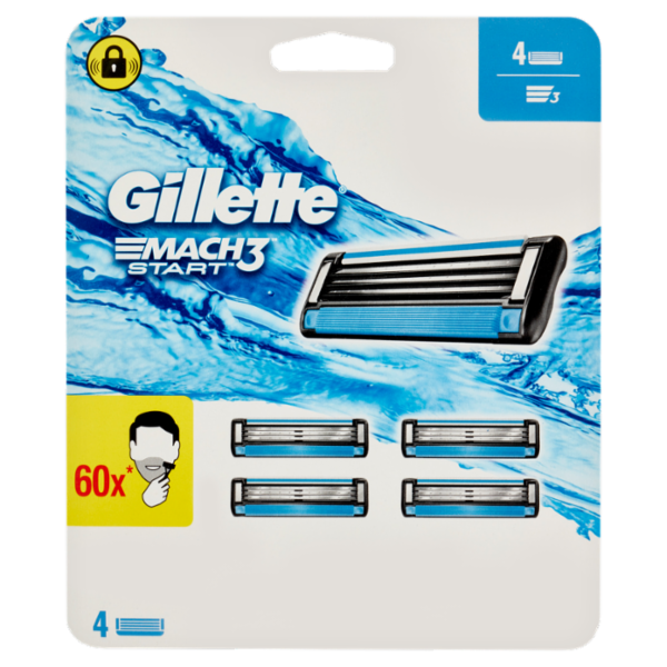 Gillette Lamette di Ricambio per Rasoio da Uomo Mach3, 4 Ricariche