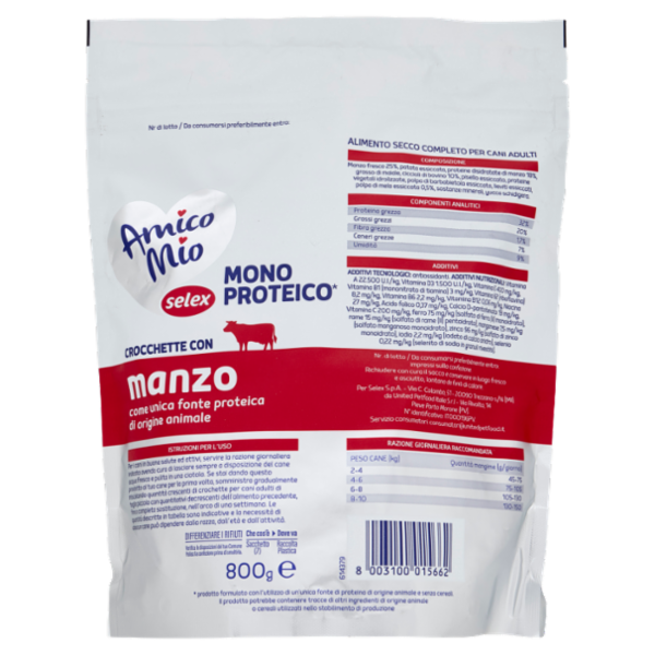 Selex Amico Mio Cane Crocchette con Manzo Mono Proteico 800 g